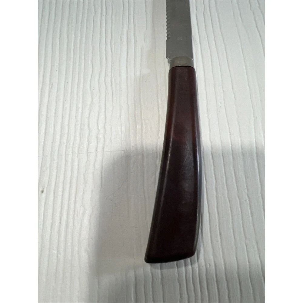 Vintage Quikut Steak Knives Stainless Steel ︱ Brown Handle︱ USA